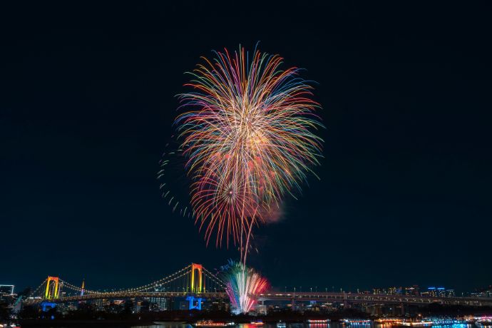 A fireworks display in Tokyo, Japan