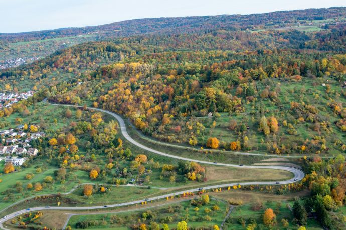 Curvy roads in autumn scenery in Germany