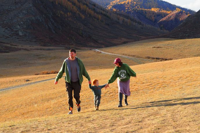 Family at the mountains