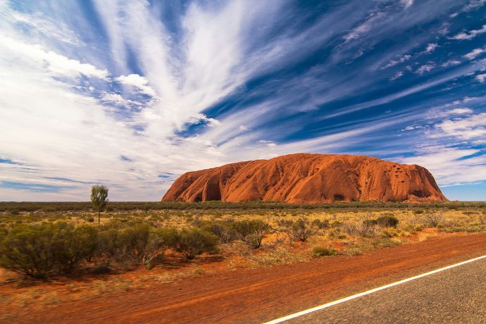 Uluru, a large sandstone monolith located in the southern part of the Northern Territory in central Australia